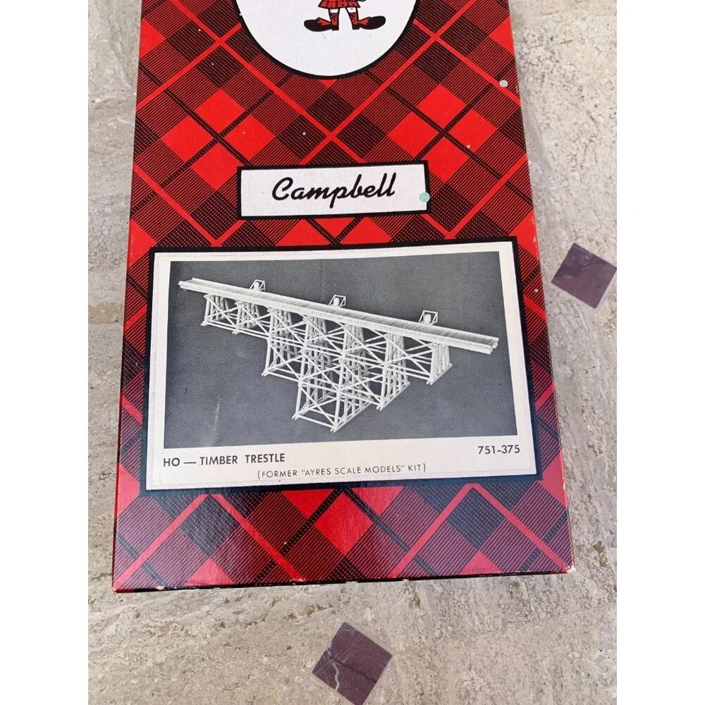 Vintage Campbell HO Timber Trestle Bridge Kit #751-375 Craftsman Wood NOS